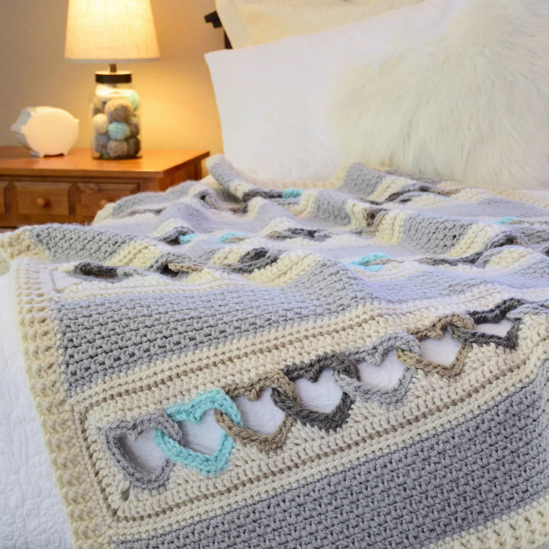 Häkelmuster – Mit ganzem Herzen - Herz-Afghan-Muster